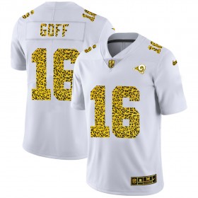 Miesten Los Angeles Rams NFL Pelipaita Jared Goff 16 Nike Flocked Leopard Print Valkoinen